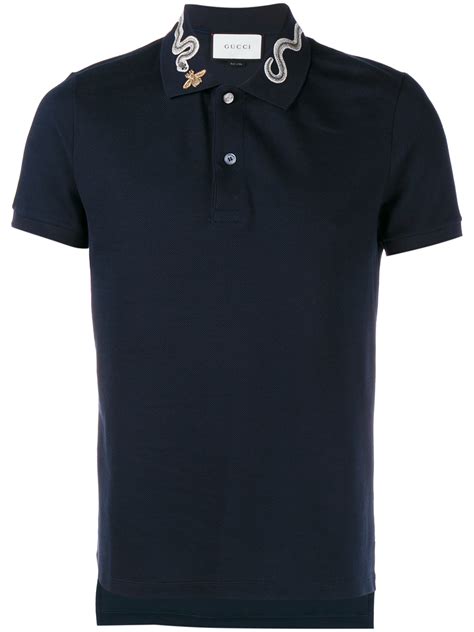 blue gucci stripe polo|gucci polo shirt snake collar.